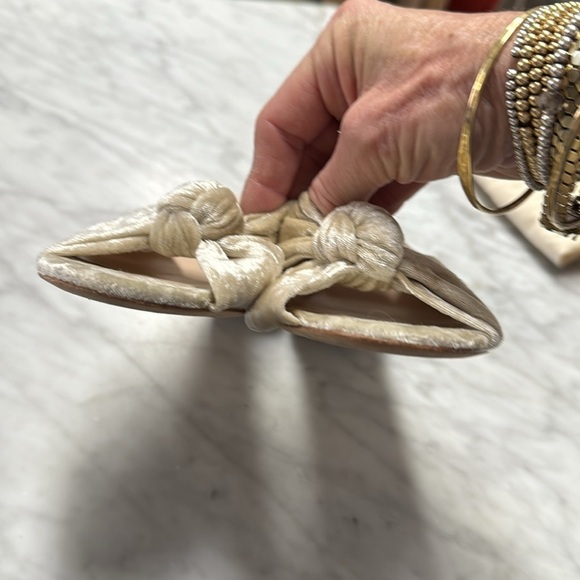 Loeffler Randall Celeste Velvet Slip on Sandal in Metallic Beige Size 7 - Picture 10 of 12